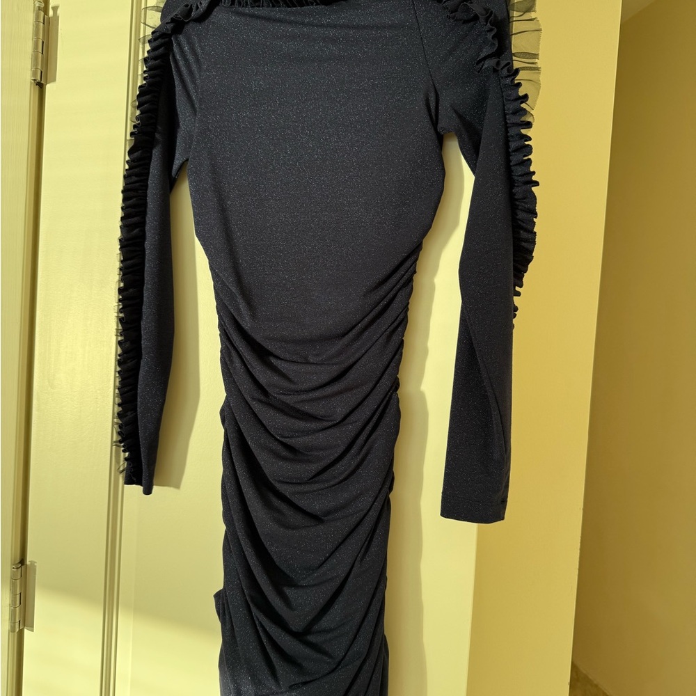 Pinko Shimmering Black Long Sleeve Dress